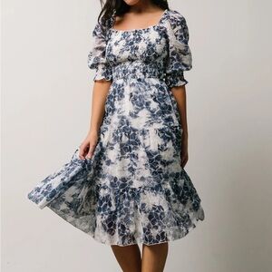 NWT Baltic Born “Hazel” Eyelet Midi Dress, Navy, size M